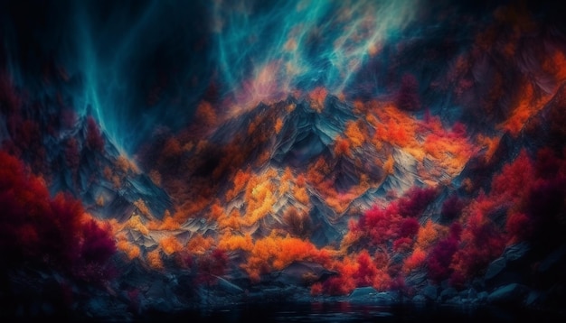 Vibrant colors exploding in a futuristic galaxy generated by AI