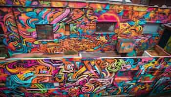 Free photo vibrant colors illuminate chaotic city street graffiti generated by ai