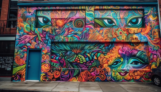 Free photo vibrant colors illuminate modern city street art generated by ai