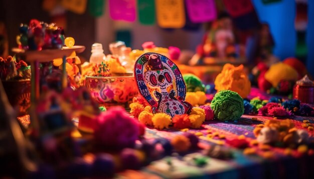 Free Photo vibrant colors of traditional souvenirs for sale generative ai