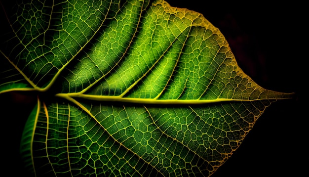 Free Photo vibrant leaf vein pattern bright green color generated by ai