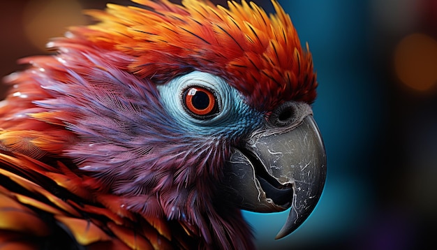 Free Photo vibrant macaw perched on branch looking at camera generated by ai