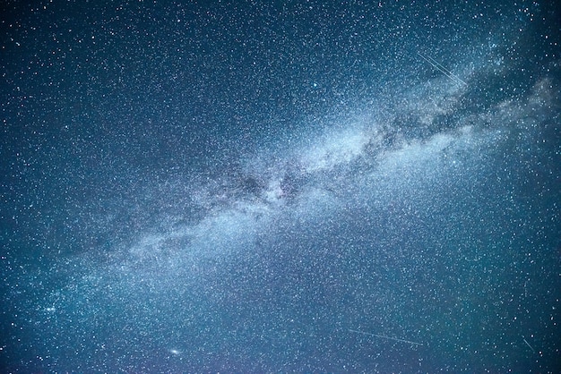 Vibrant night sky with stars and nebula and galaxy.