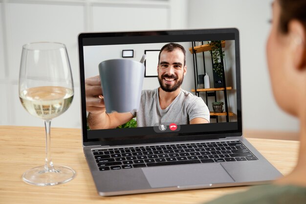 Video call on laptop