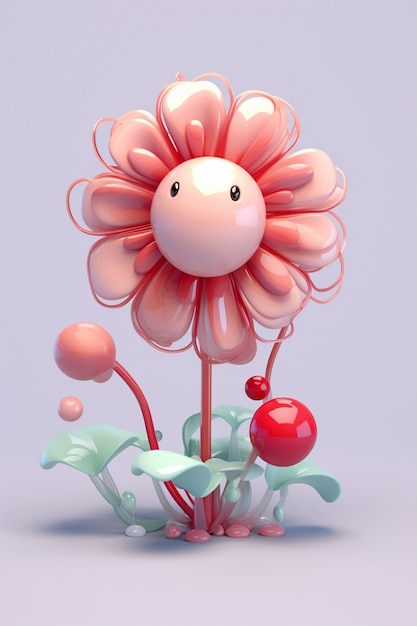 Free photo view of 3d abstract cartoon flower