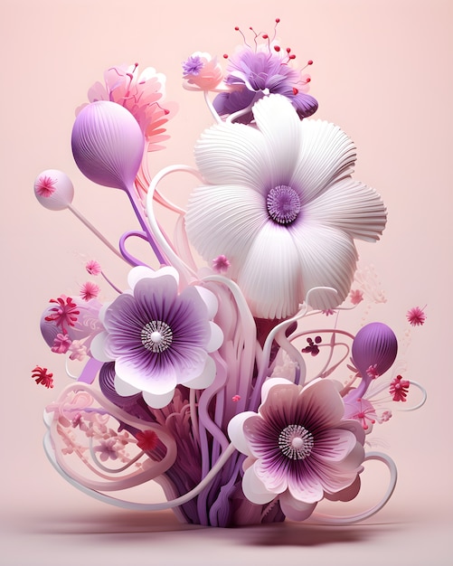 Free Photo view of 3d abstract flower arrangement