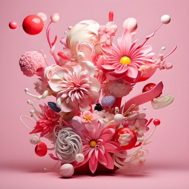 View of 3d abstract flower arrangement