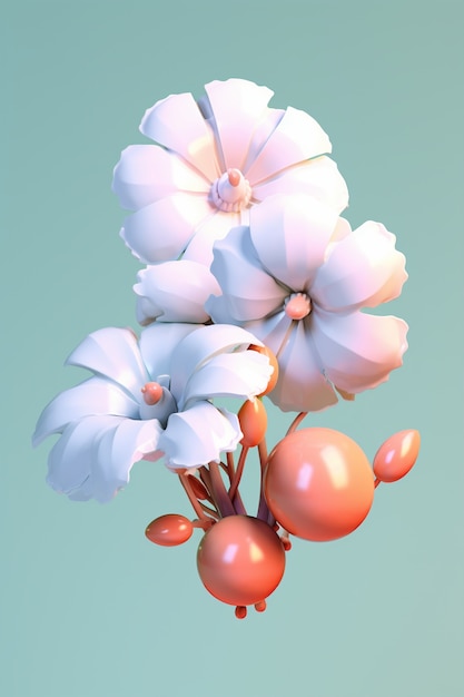 Free photo view of 3d abstract flowers