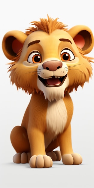 Free Photo view of 3d adorable cartoon animated lion cub