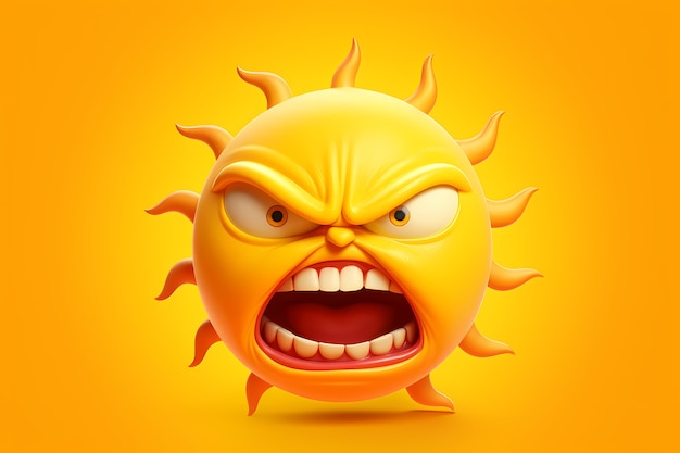 Free Photo view of 3d angry sun