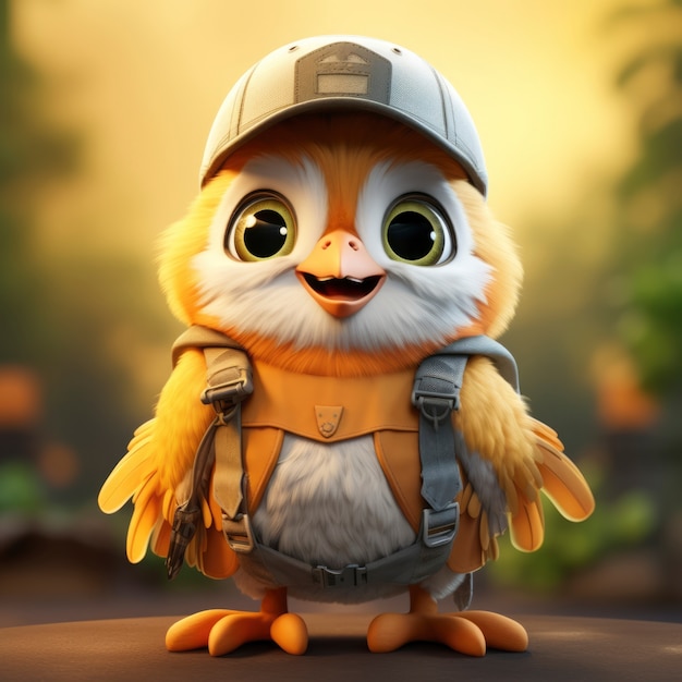 Free Photo view of 3d animated cartoon bird