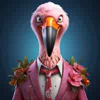 Free photo view of 3d animated cartoon bird