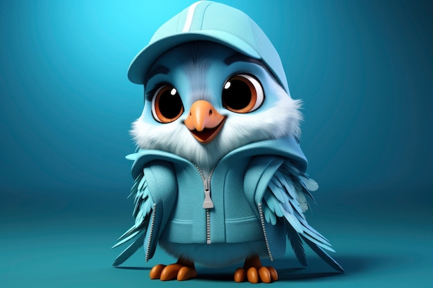 Free photo view of 3d animated cartoon bird