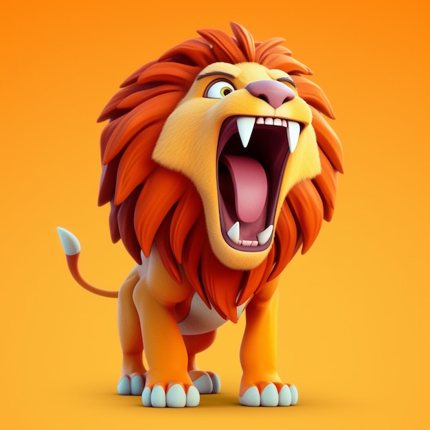 Free Photo view of 3d animated cartoon ferocious lion cub