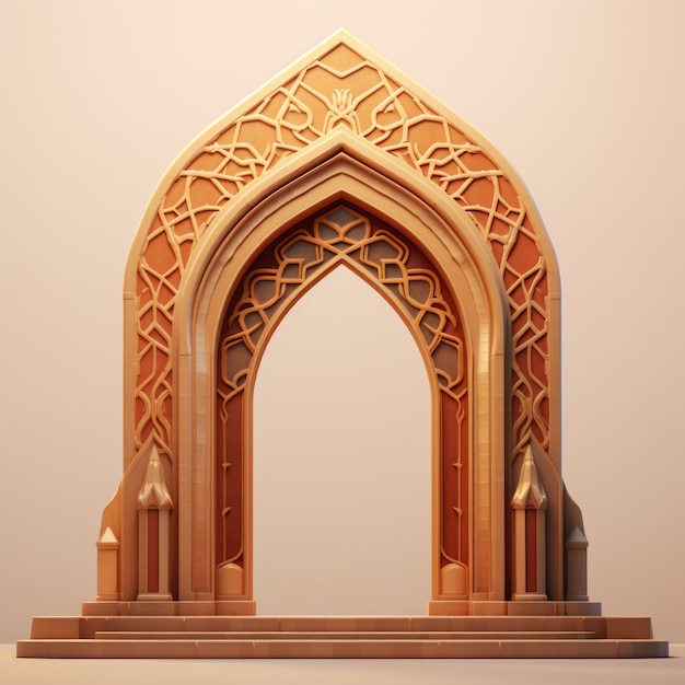 Free photo view of 3d arch with islamic motif