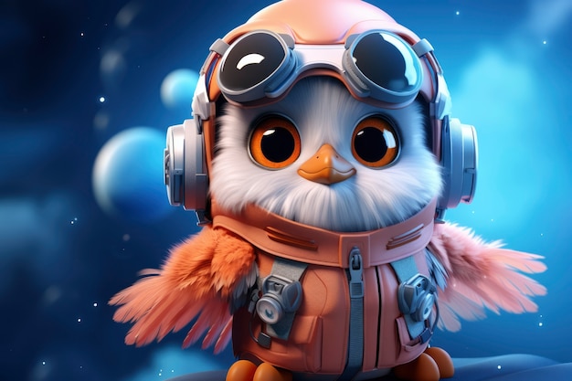 Free photo view of 3d aviator bird