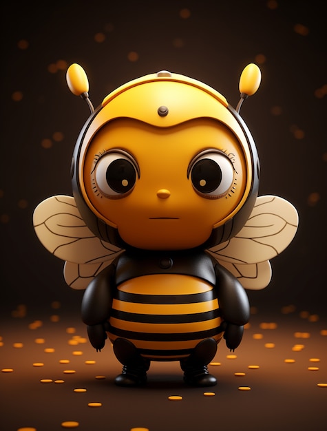 Free photo view 3d bee insect cartoon character