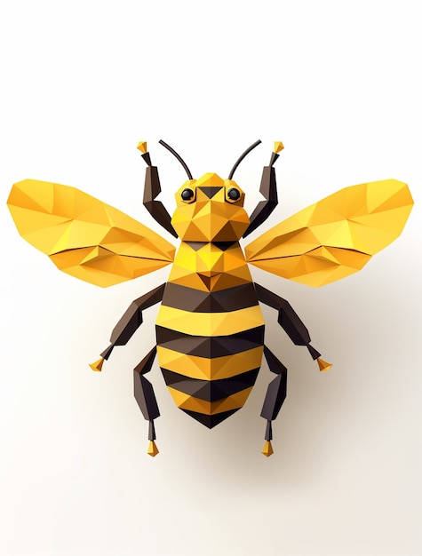 Free Photo view 3d bee insect with origami effect