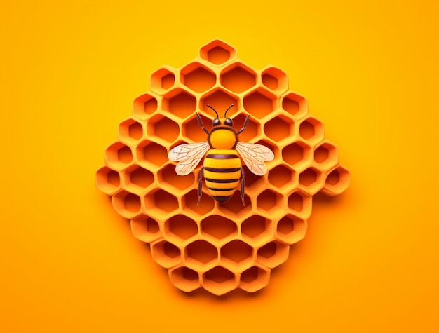 Free Photo view of 3d bee with honeycomb