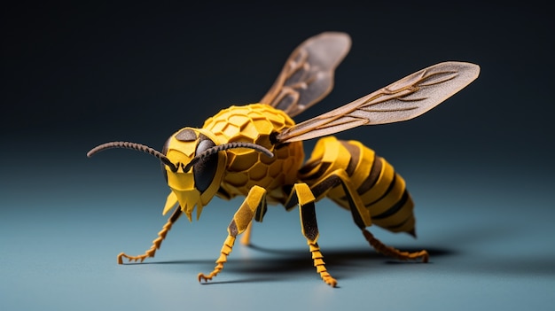 Free Photo view of 3d bee with paper style effect