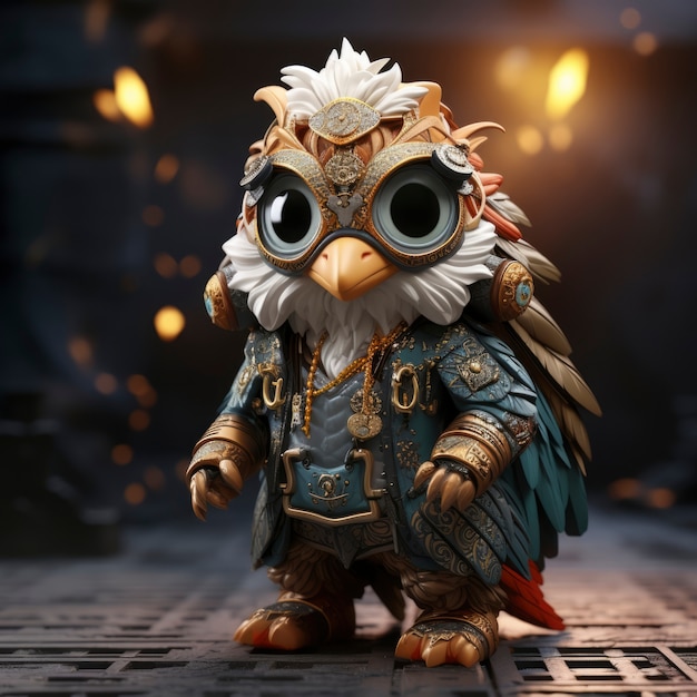 Free photo view of 3d bird with hero costume