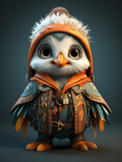 Free Photo view of 3d bird with native outfit