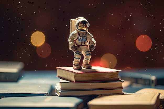 Free Photo view of 3d book with astronaut