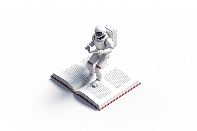 Free photo view of 3d book with astronaut