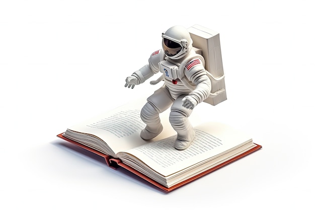 Free Photo view of 3d book with astronaut