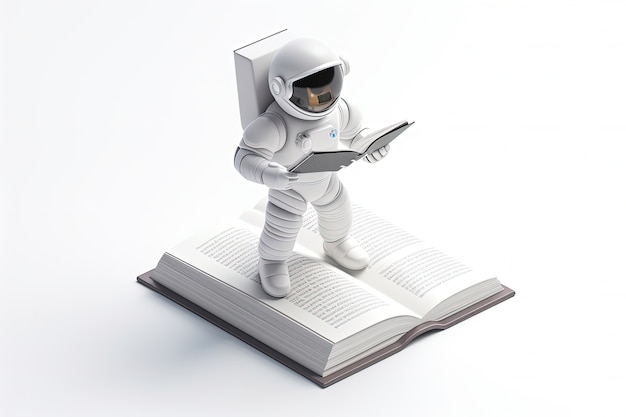 Free Photo view of 3d book with astronaut