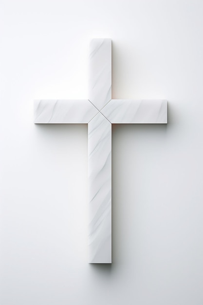 View of 3d bright neon religious cross