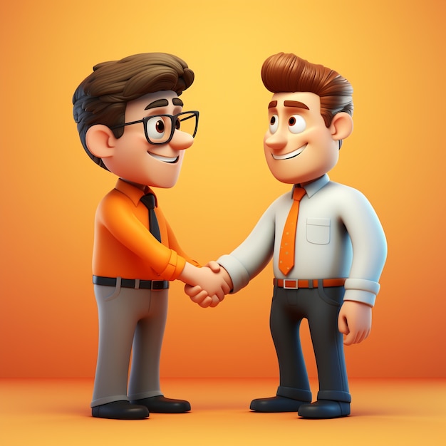 View of 3d businessmen handshaking