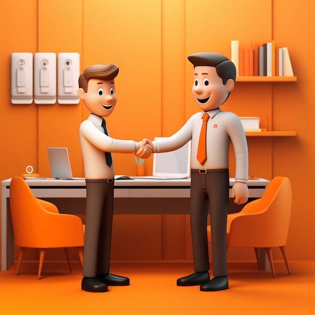 Free Photo view of 3d businessmen shaking hands