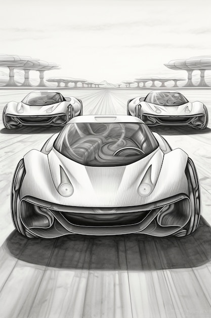 Free photo view of 3d car in sketch style