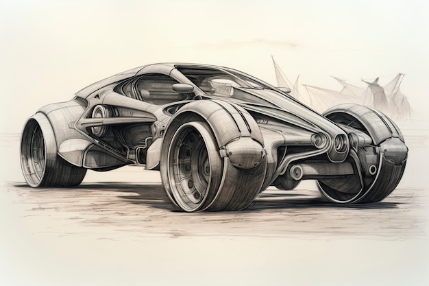 Free photo view of 3d car in sketch style