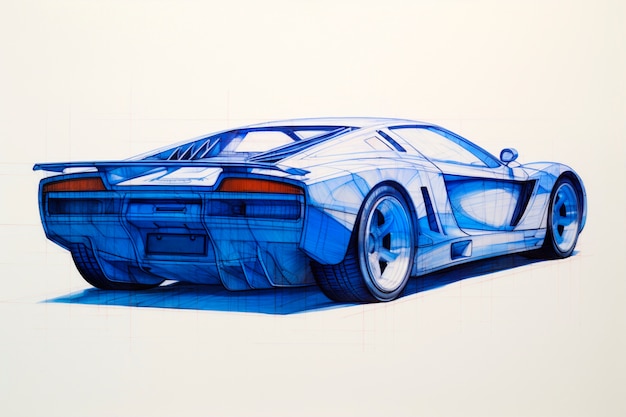 Free Photo view of 3d car in sketch style