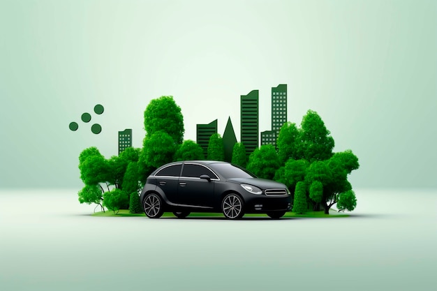 Free Photo view of 3d car with trees