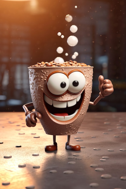 Free photo view of 3d cartoon animated coffee cup