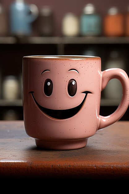 View of 3d cartoon animated coffee cup