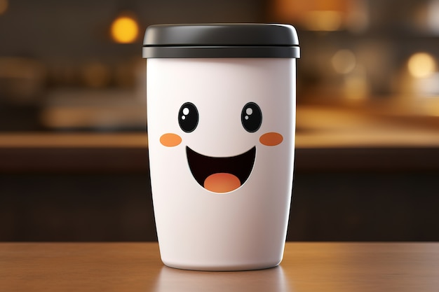 Free photo view of 3d cartoon animated coffee cup