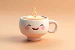 Free photo view of 3d cartoon animated coffee cup