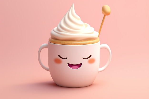 Free photo view of 3d cartoon animated coffee cup