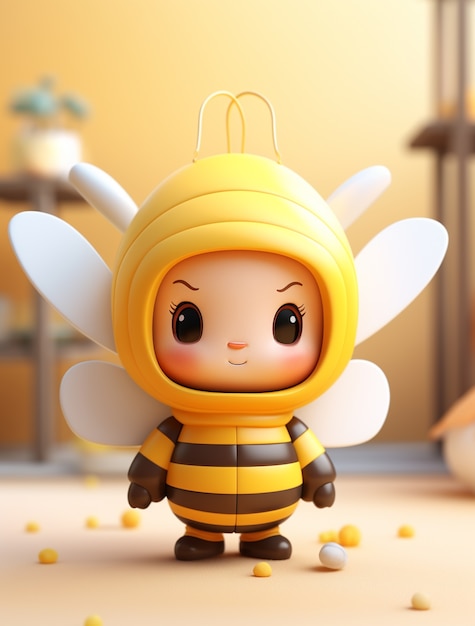 Free photo view of 3d cartoon character bee