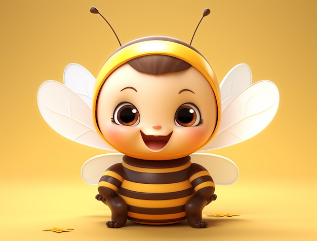 Free Photo view of 3d cartoon character bee