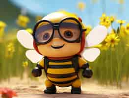 Free photo view of 3d cartoon character bee