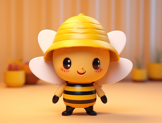 Free photo view of 3d cartoon character bee