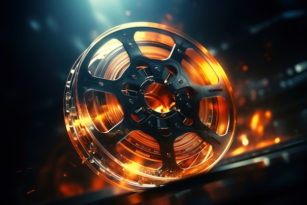 Free photo view of 3d cinema film reel