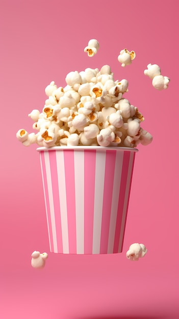 Free photo view of 3d cinema popcorn