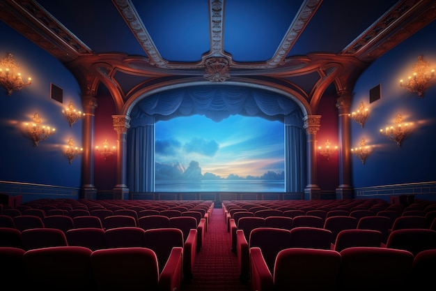 Free photo view of 3d cinema theatre room