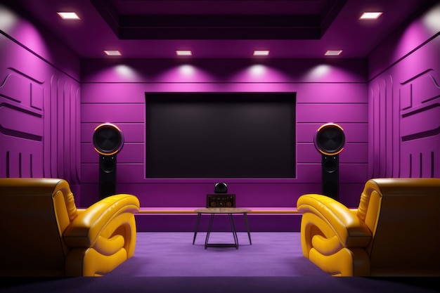 Free photo view of 3d cinema theatre room